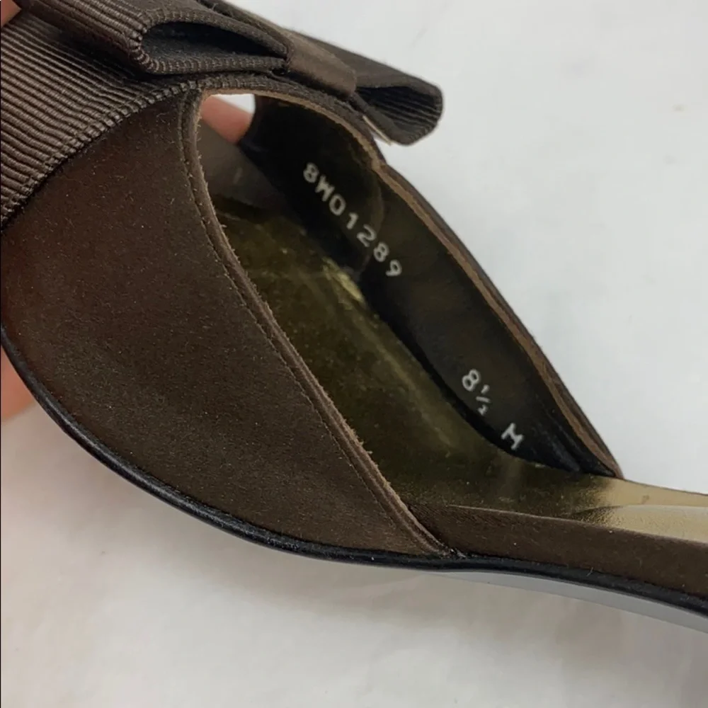 Stuart Weitzman Sz 8.5M D'Orsay Brown Satin Heels